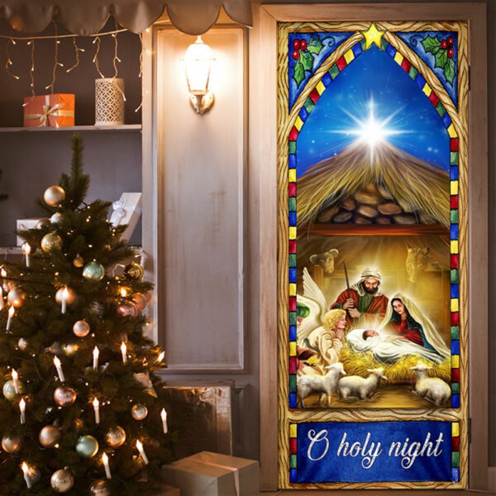 O Holy Night Door Cover, Nativity Scene Christmas Door Cover, Christian Door Decor, Door Christian Church, Christian Door Plaques