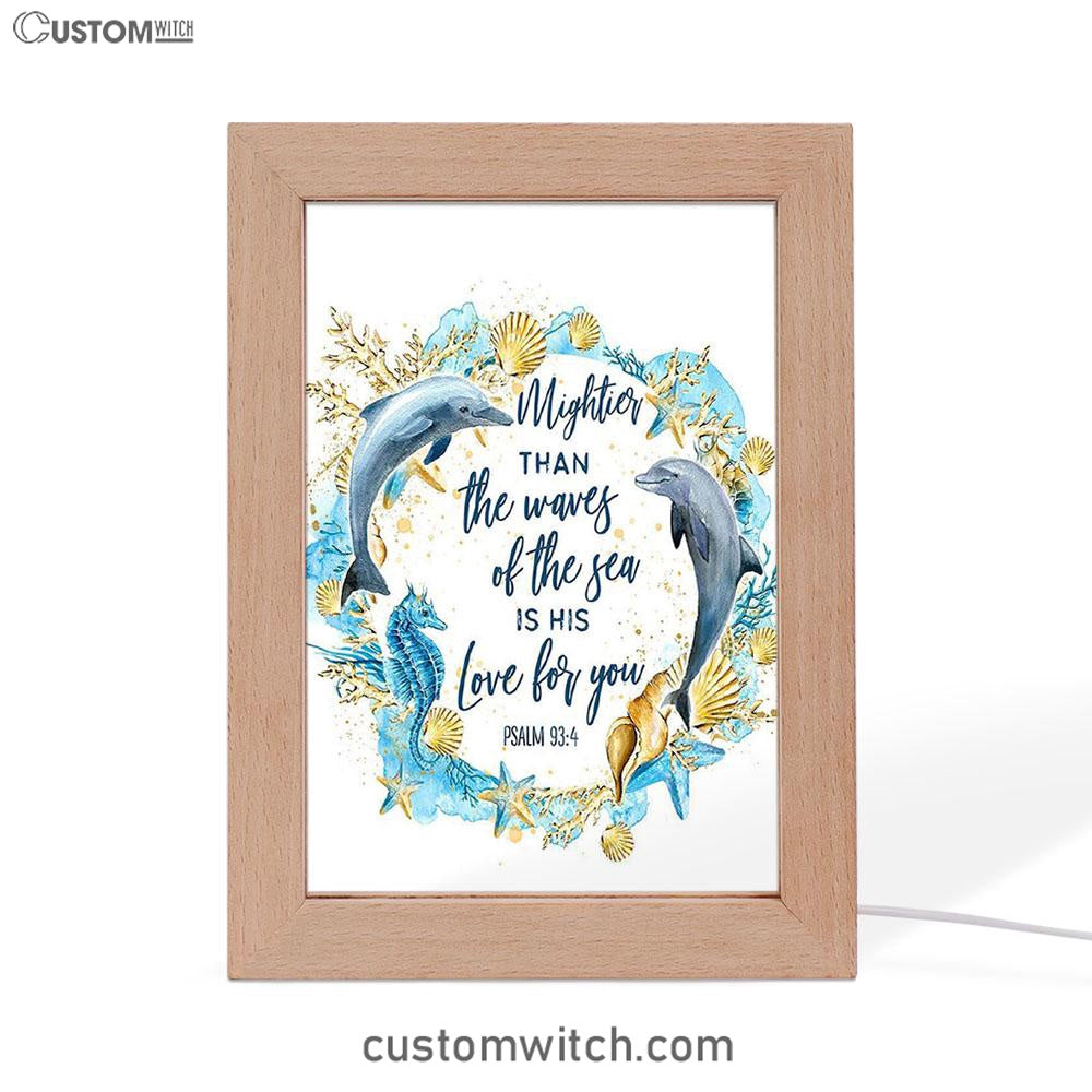 Ocean Dolphins Mightier Than The Waves Psalm 93 4 Frame Lamp Art - Christian Night Light Decor