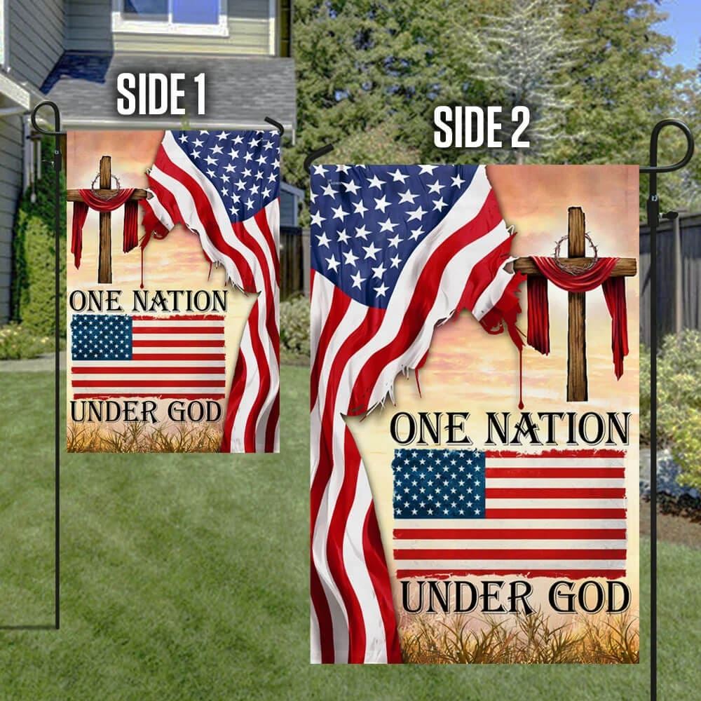 One Nation Under God Christian Cross American House Flag, Outdoor Religious Flags, Christian Flag, Scripture Flag, Garden Banner