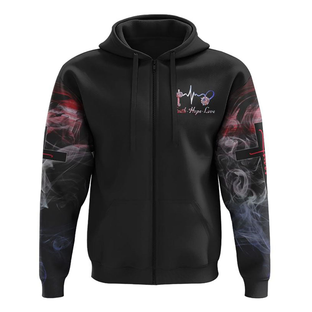 One Nation Under God Firework Smoke Flag Independence Day All Over Print 3D Hoodie, Christian Hoodie, Christian Sweatshirt, Bible Verse Shirt