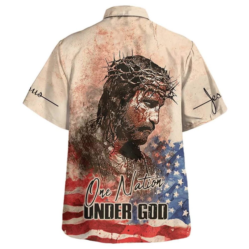One Nation Under God Independence Day Jesus Hawaiian Shirt For Men, Christian Hawaiian Shirt, Gift For Christian