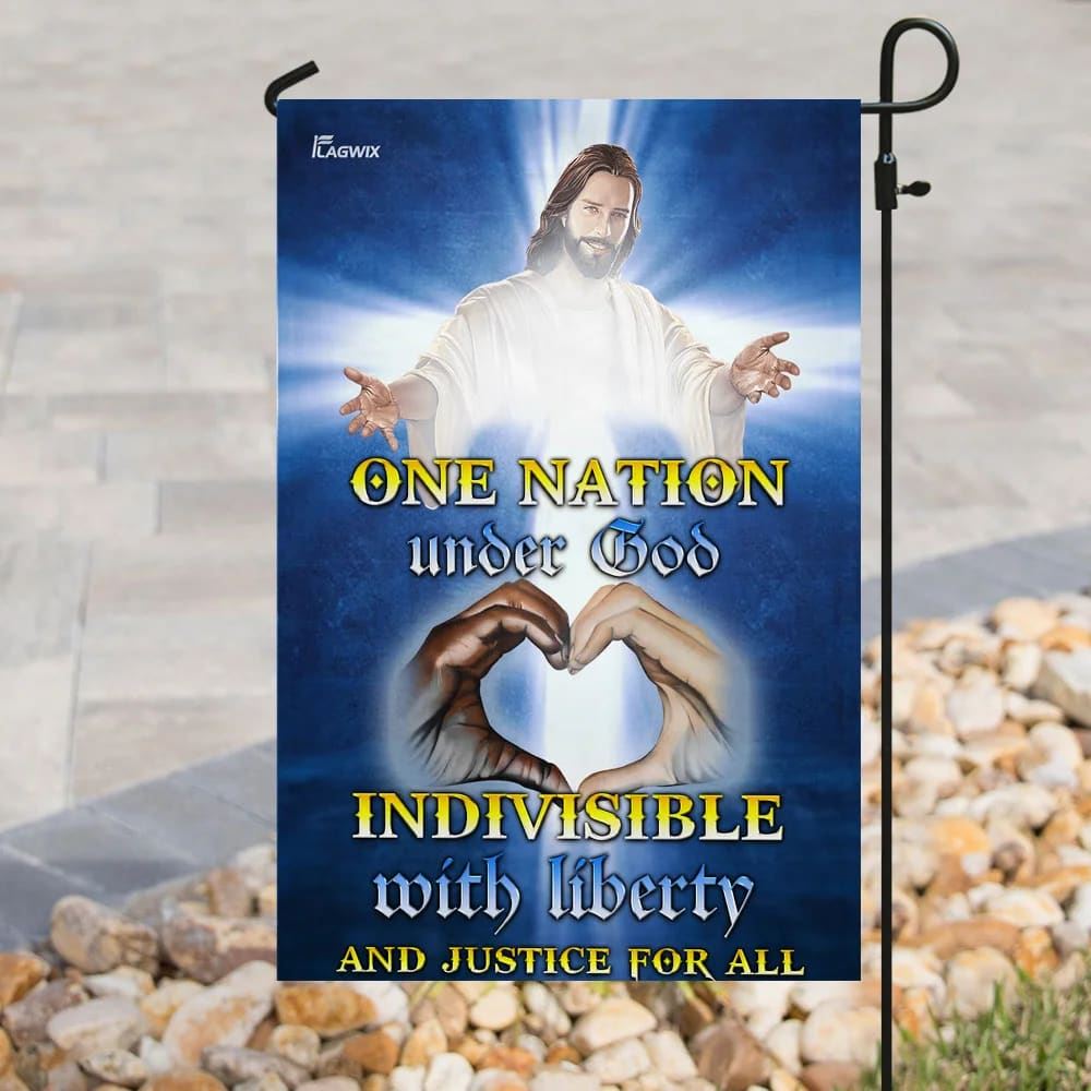 One Nation Under God Jesus Christ House Flag, Outdoor Religious Flags, Christian Flag, Scripture Flag, Garden Banner