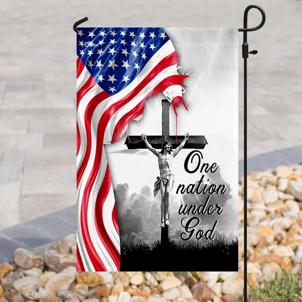 One Nation Under God Jesus Christian Cross American House Flags, Christian Flag, Scripture Flag, Garden Banner