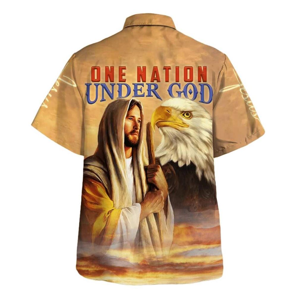 One Nation Under God Jesus Christian Faith Hawaiian Shirt For Men, Christian Hawaiian Shirt, Gift For Christian