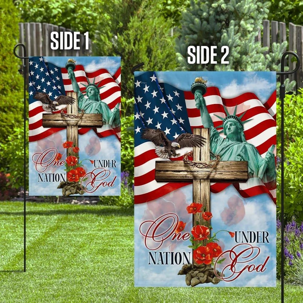 One Nation Under God Jesus Cross House Flag, Outdoor Religious Flags, Christian Flag, Scripture Flag, Garden Banner