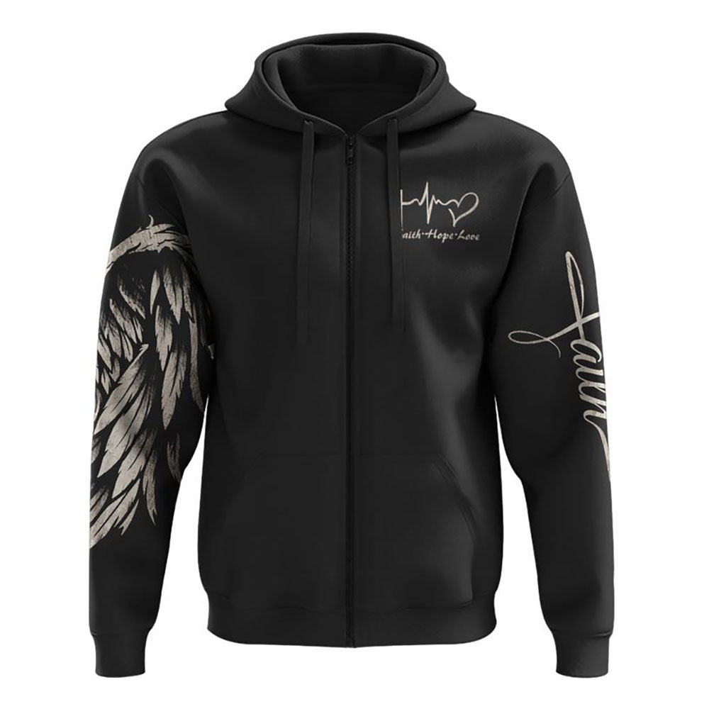 Painting Sunflower Cross Faith Wings All Over Print 3D Hoodie, Christian Hoodie, Christian Sweatshirt, Bible Verse Shirt