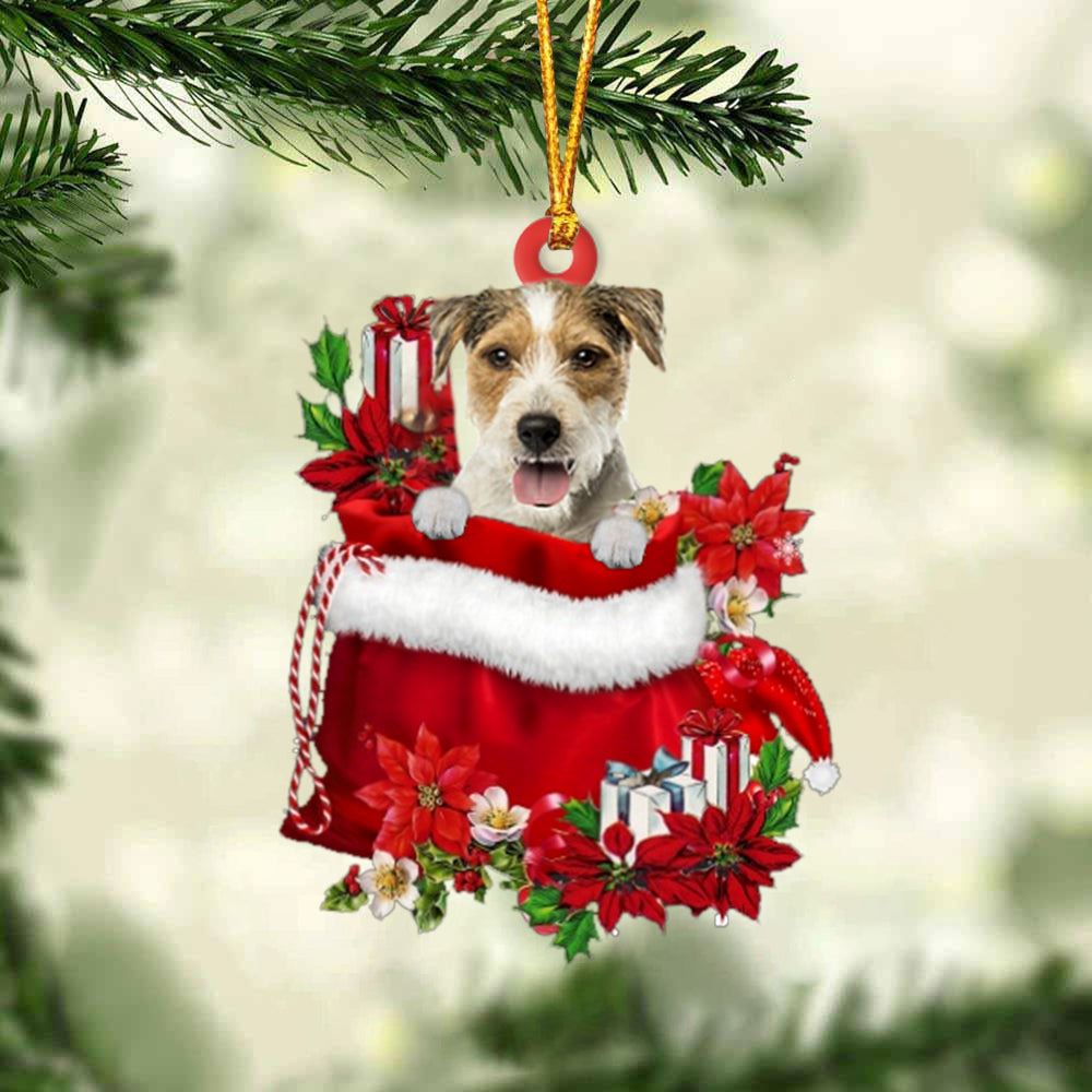 Parson Russell Terrier In Gift Bag Christmas Ornament, Christmas Gift, Christmas Tree Decorations, Christmas Ornament 2023