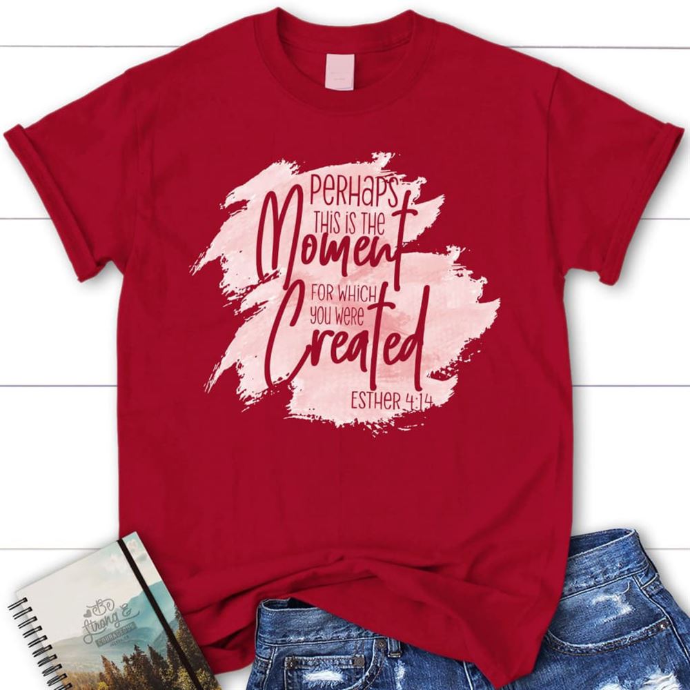 Perhaps This Is The Moment For Which You Were Created Esther 414 Christian T Shirt, Blessed T Shirt, Bible T shirt, T shirt Women