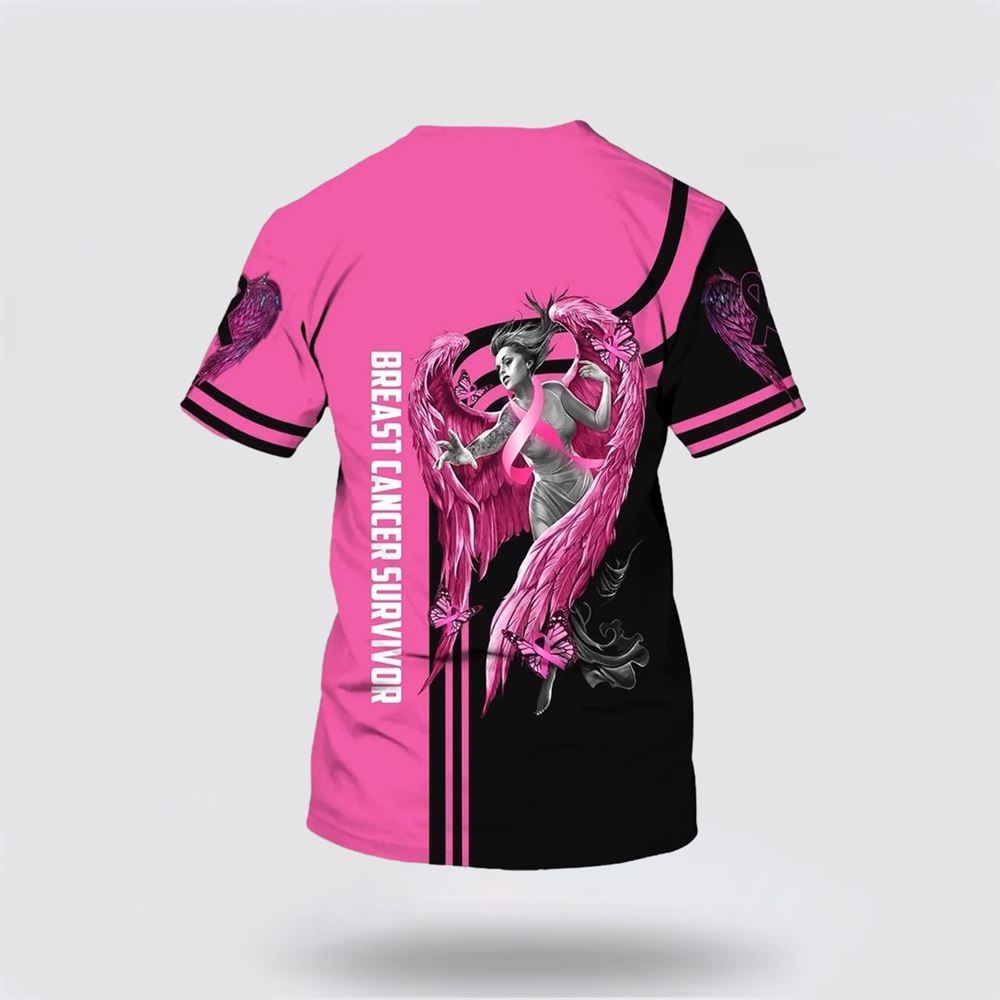 Personalized Breast Cancer All Over Print 3D T Shirt For Her, Breast Cancer Survivor Gifts, Breast Cancer Gift Ideas, Unisex T Shirt