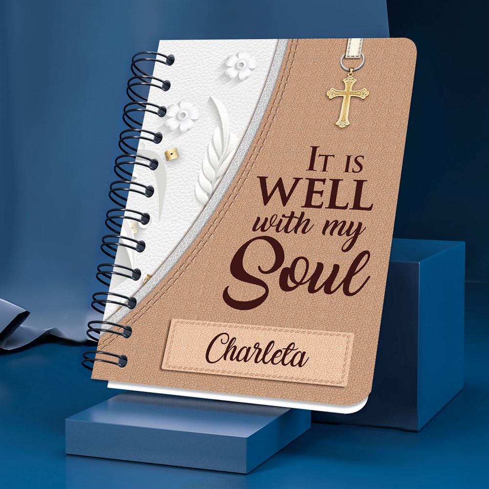 Personalized Christian Spiral Journal It Is Well With My Soul, Christian Art Gifts Journal