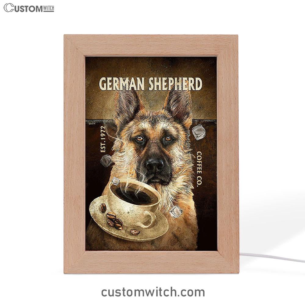 Personalized Coffee German Shepherd Frame Lamp - Christian Art - Religious Home Decor