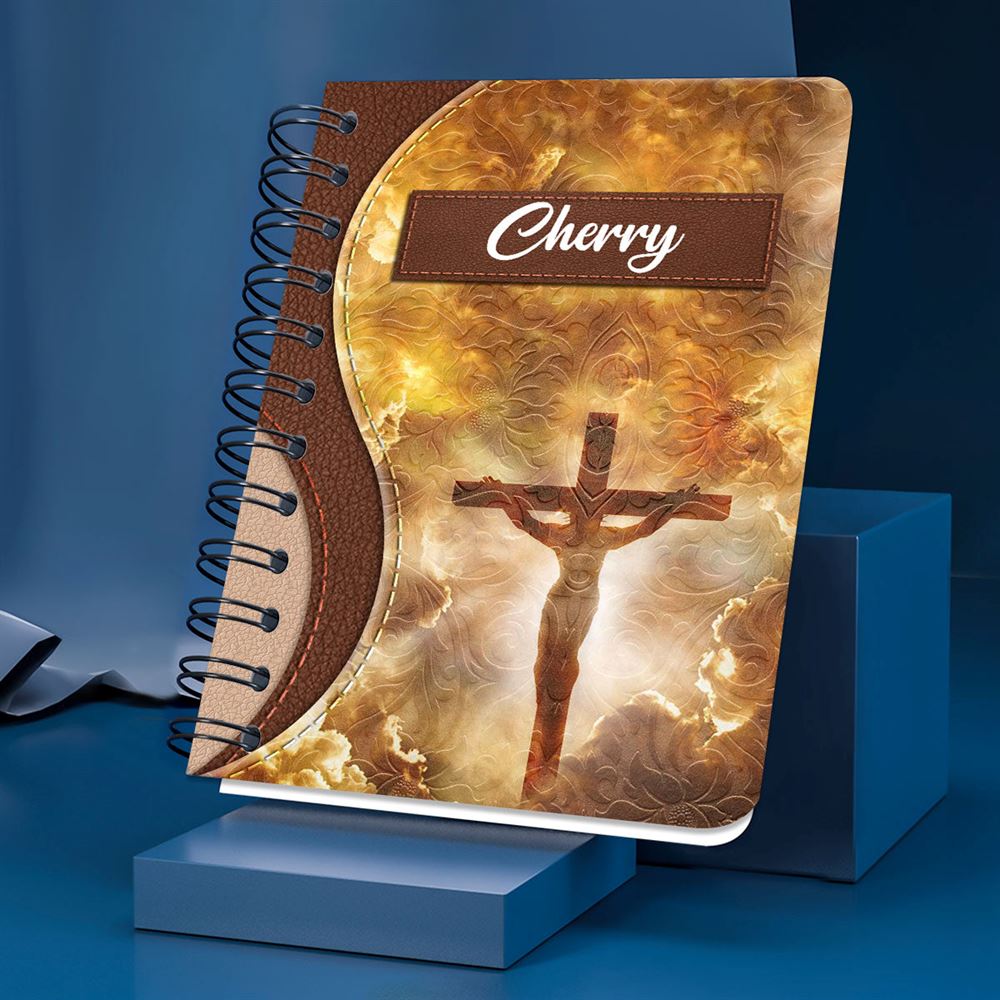 Personalized Cross Spiral Journal He Has Given Me Victory, Christian Art Gifts Journal