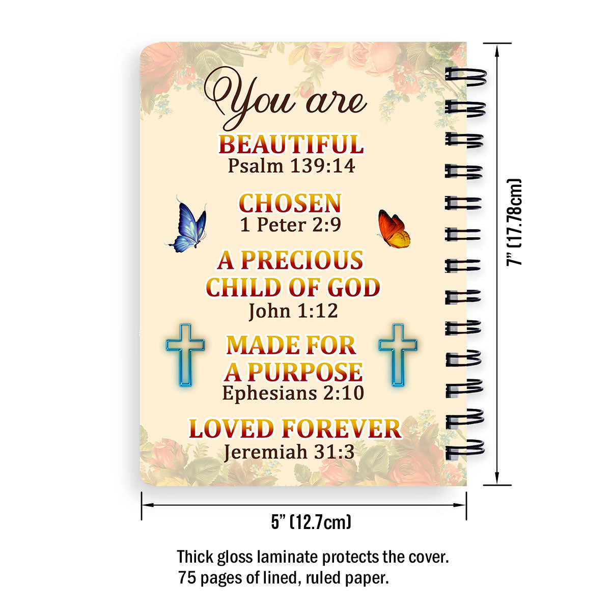 Personalized Flower Spiral Journal Roses And Flower A Precious Child Of God, Spiritual Gift Faith For Christians