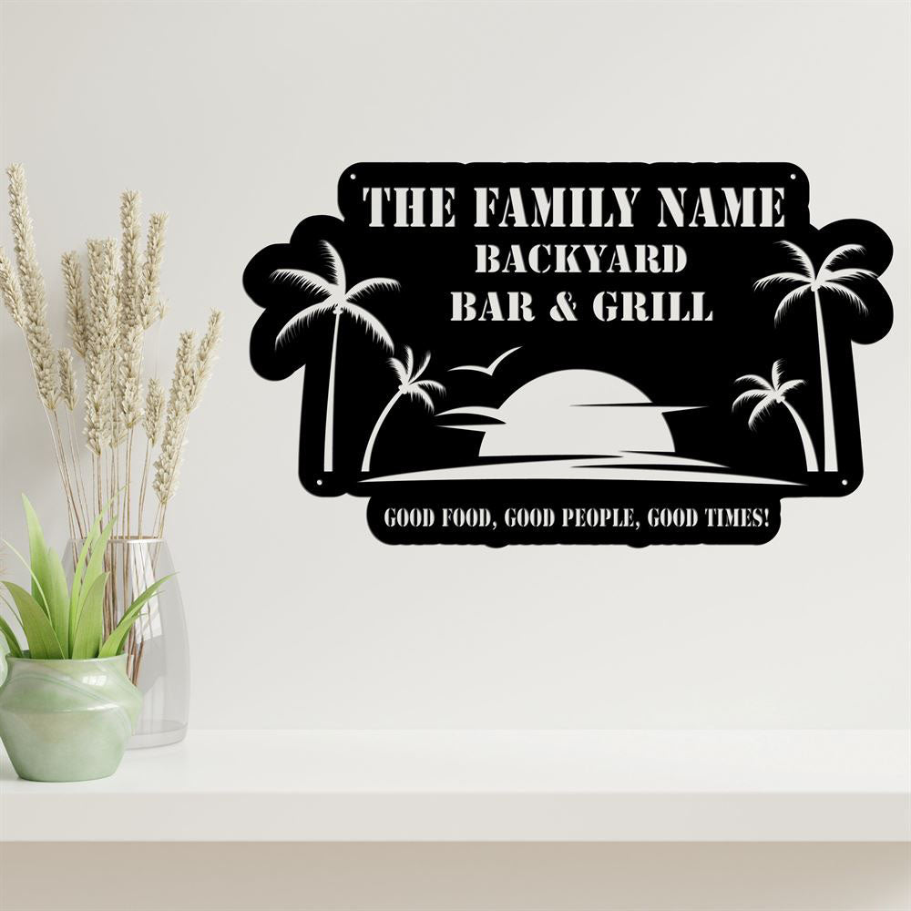 Personalized Metal Backyard Pool Metal Sign, Outdoor Pool Signs, Palm ...