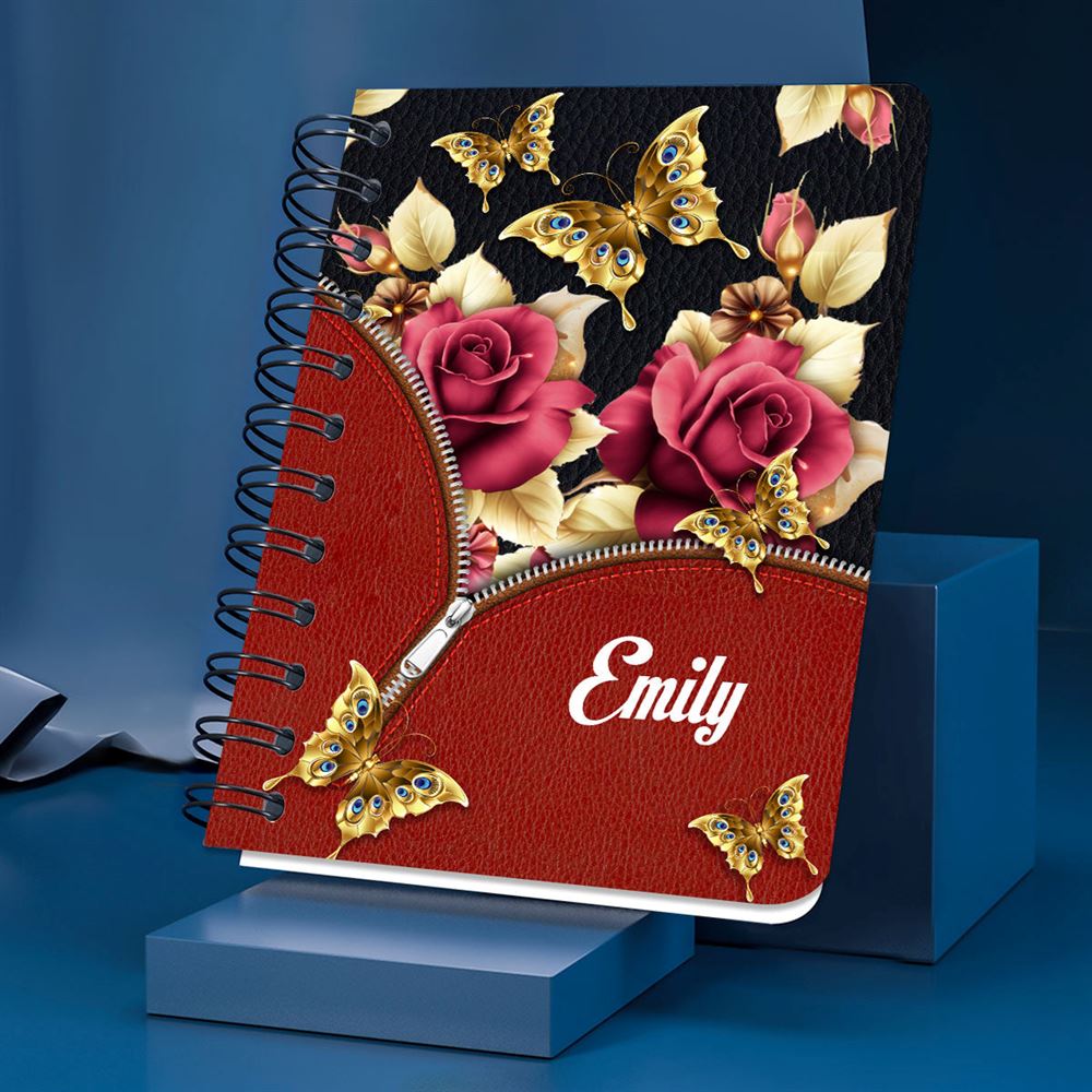 Personalized Rose Spiral Notebook Faith Hope Love, Christian Spiral Notebooks