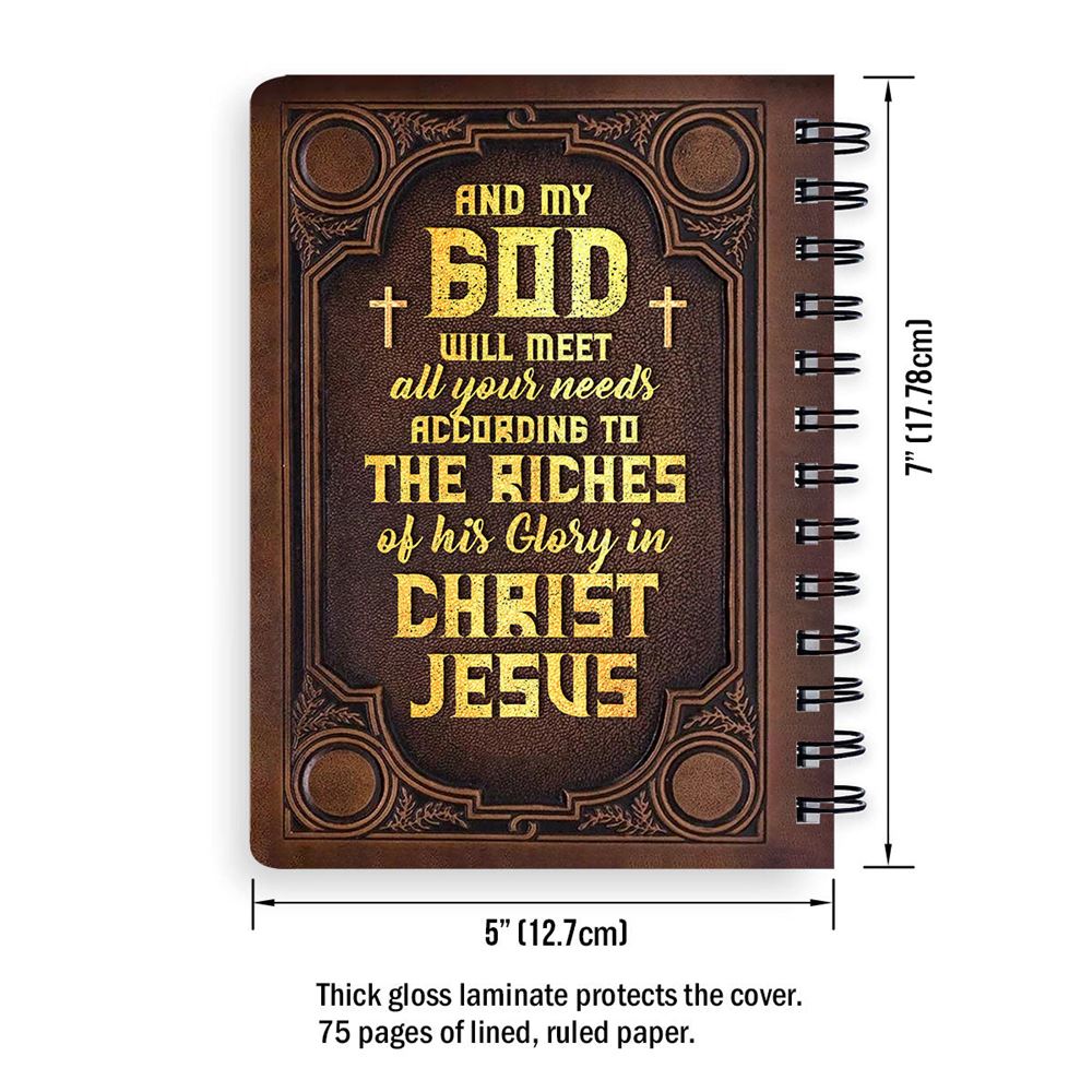 Personalized Shining Cross Spiral Journal Philippians 419 Religious Gifts For Christian People