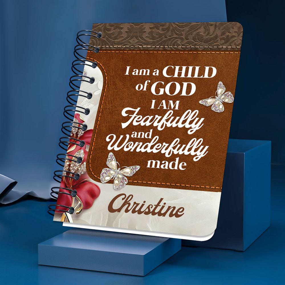 Personalized Spiral Journal I Am Fearfully And Wonderfully Made, Christian Art Gifts Journal