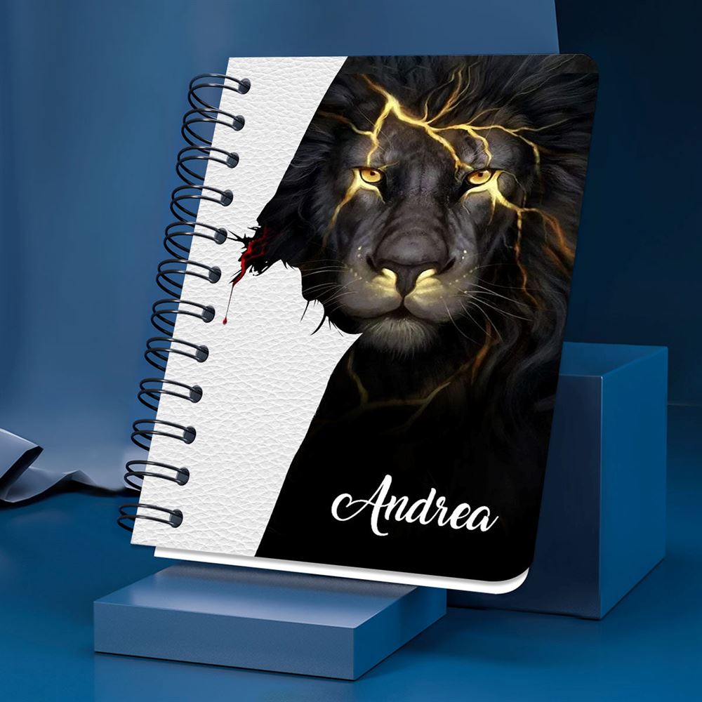 Personalized Spiral Journal Lion Be Still And Know That I Am God, Religious Gifts For Christian