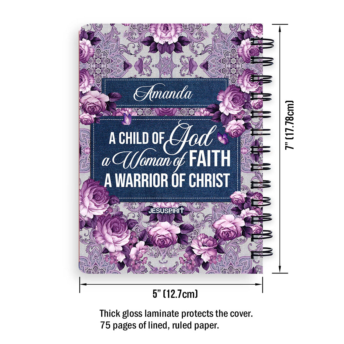 Personalized Spiral Notebook Roses And Butterfly A Woman Of Faith, Brilliant Gift For Christian Ladies