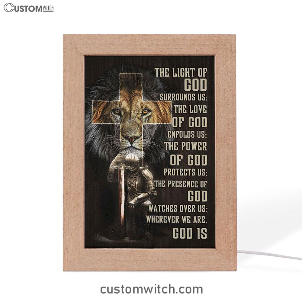 Prayer For Protection - Warrior Lion Of Judah Frame Lamp Prints - Bible Verse Decor - Scripture Art