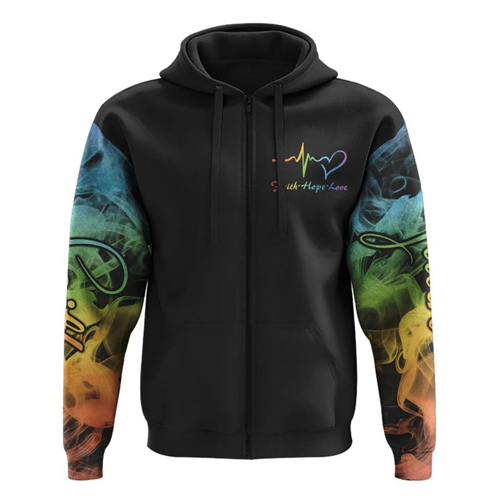 Rainbow Colorful Sunflower Faith Smoke All Over Print 3D Hoodie, Christian Hoodie, Christian Sweatshirt, Bible Verse Shirt