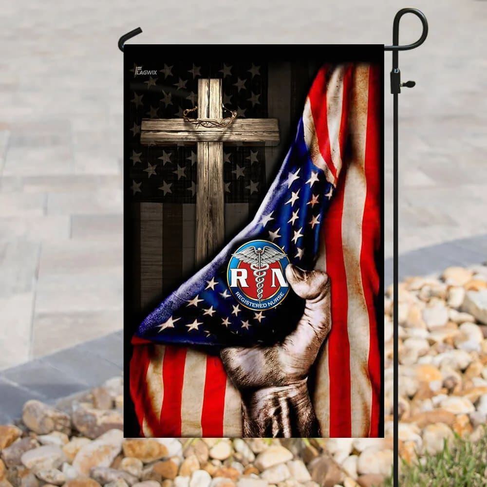 Registered Nurse Christian Cross America House Flags, Christian Flag, Scripture Flag, Garden Banner