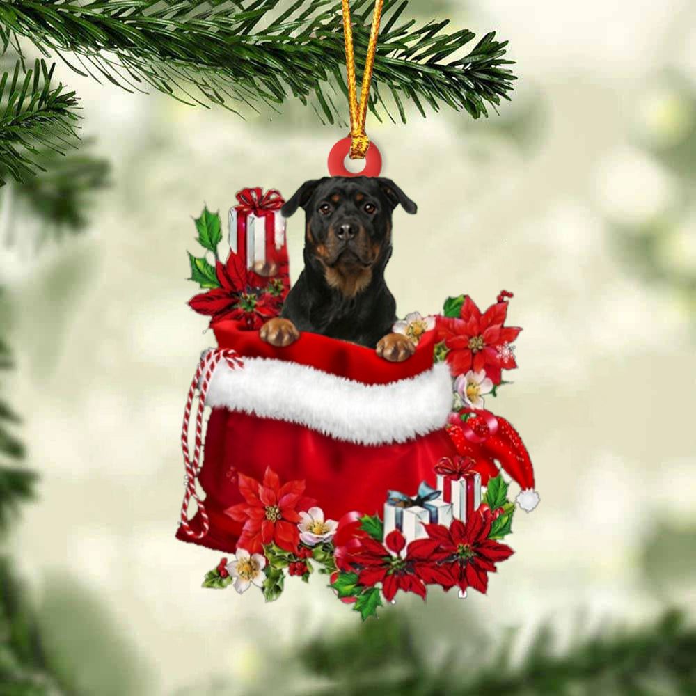 Rottweiler In Gifts Bag Christmas Ornament, Christmas Gift, Christmas Tree Decorations, Christmas Ornament 2023