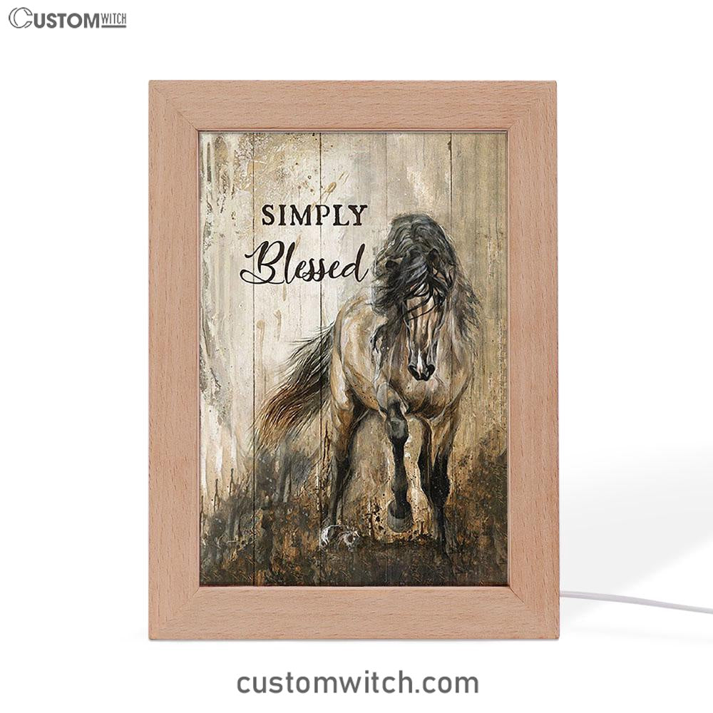 Running Horse Simply Blessed Frame Lamp Print - Inspirational Frame Lamp Art - Christian Art Home Decor