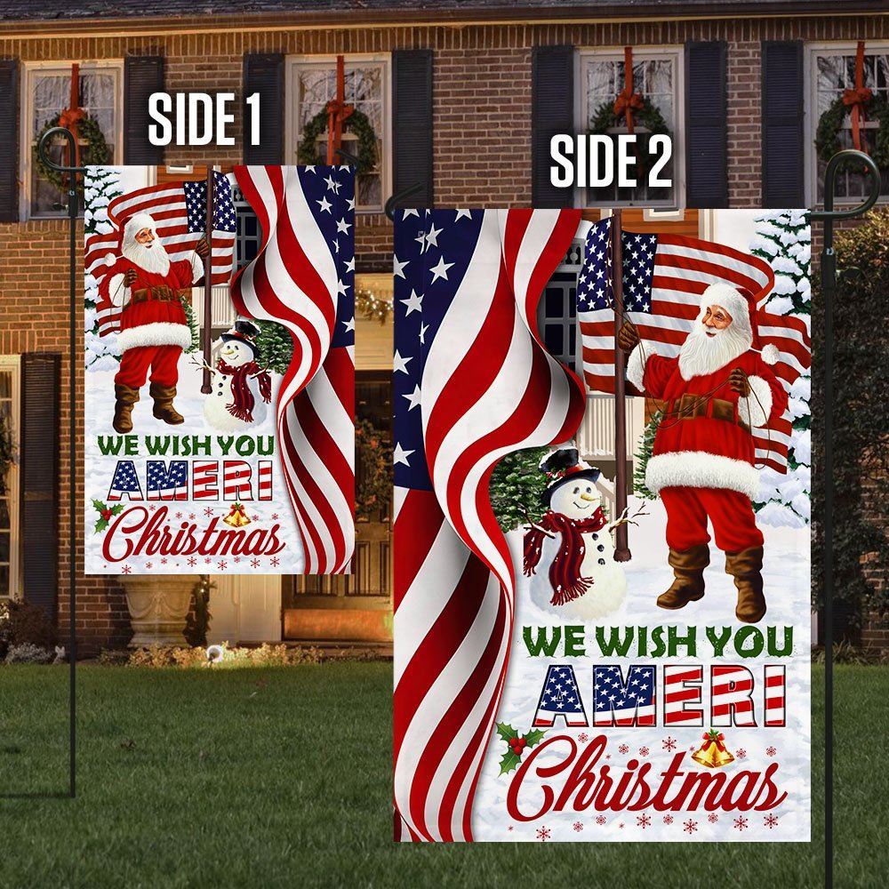 Santa Claus US Flag We Wish You Ameri Christmas Flag, Christmas Garden Flag, Home Decor Accessories, Christmas Outdoor Decor Ideas