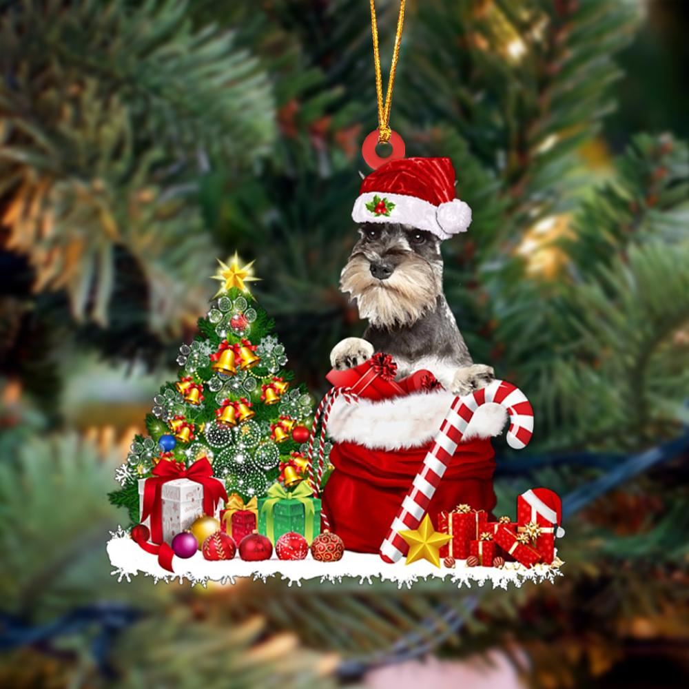 Schnauzer Gift Bag Merry Christmas Ornament, Christmas Gift, Christmas Tree Decorations, Christmas Ornament 2023