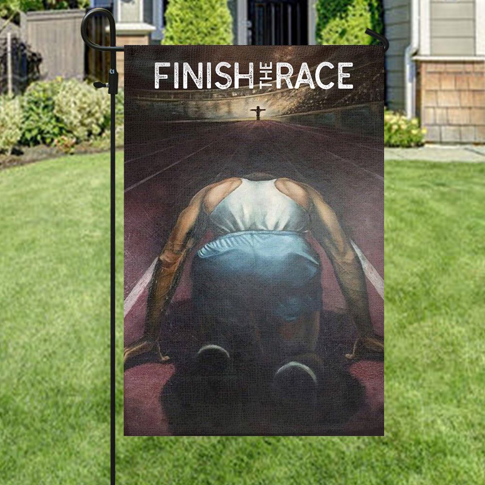 Scripture Flag, Finish The Race, Athletes God Flag,Decorative Flag, Garden Flag, Gift Ideas For Athletes, Christian Flag, Scripture Flag