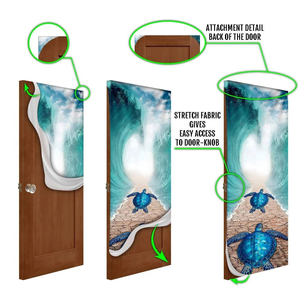 Sea Turtle Door Cover, Unique Gifts Doorcover, Christmas Door Knob Covers, Christmas Outdoor Decoration