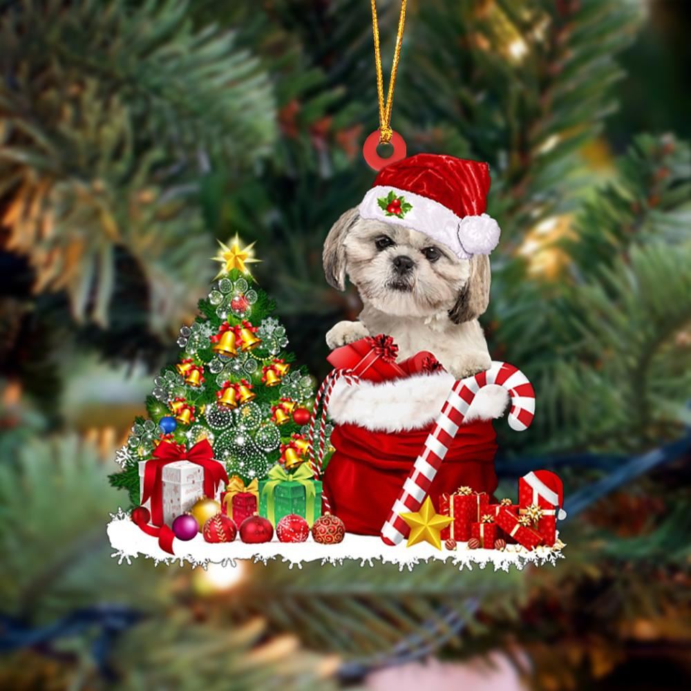 Shih Tzu Gift Bag Merry Christmas Ornament, Christmas Gift, Christmas Tree Decorations, Christmas Ornament 2023