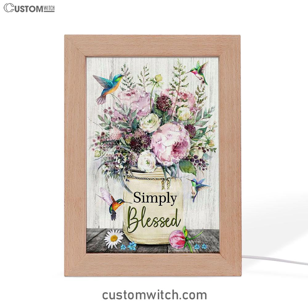 Simply Blessed Art Frame Lamp, Hummingbird Flowers Christian Night Light - Bible Verse Decor - Scripture Decor