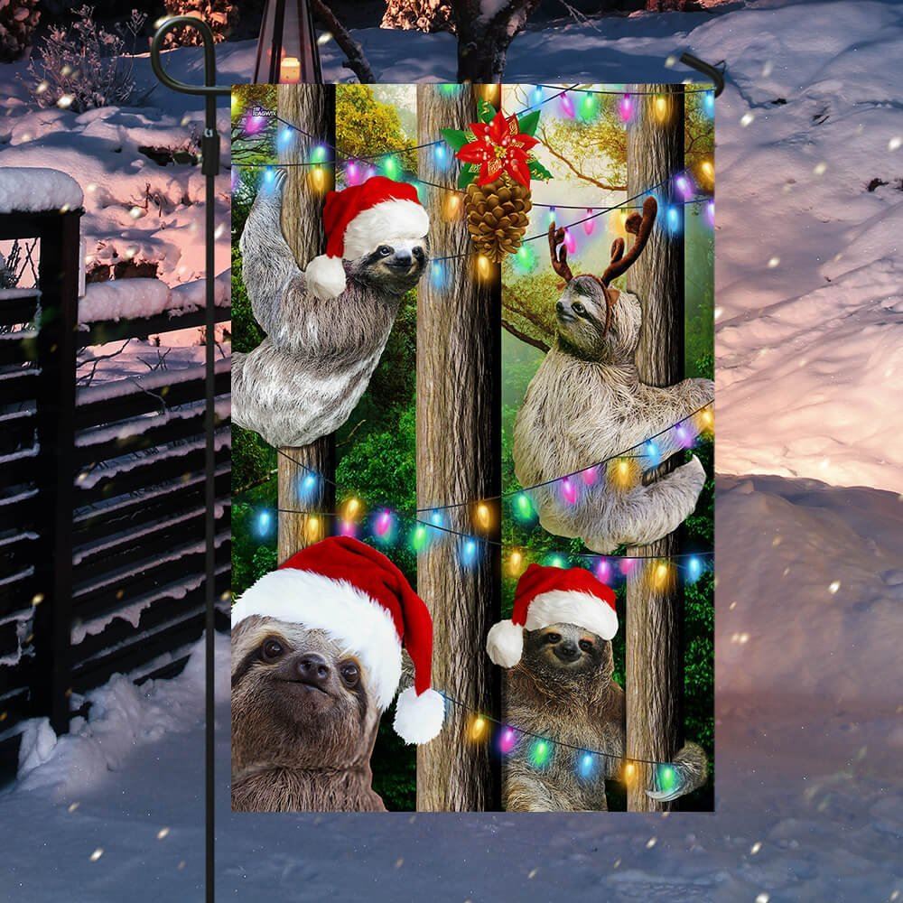 Sloth Christmas Flag Flag, Christmas Garden Flag, Home Decor Accessories, Christmas Outdoor Decor Ideas