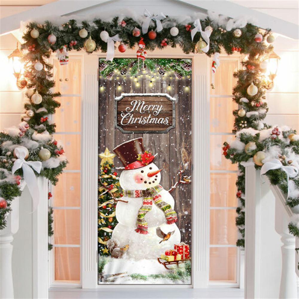Snowman Merry Christmas Door Cover, Christmas Door Knob Covers, Christmas Outdoor Decoration