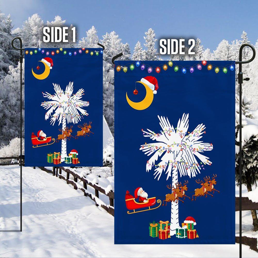 South Carolina Christmas Santa Flag Christmas Palmetto Tree Flag, Christmas Garden Flag, Home Decor Accessories, Christmas Outdoor Decor Ideas