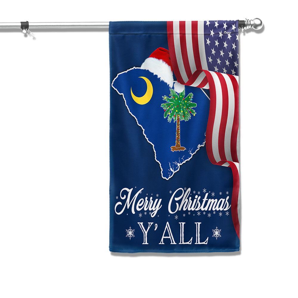 South Carolina Merry Christmas Santa State Christmas Palm Tree Flag, Christmas Garden Flag, Home Decor Accessories, Christmas Outdoor Decor Ideas