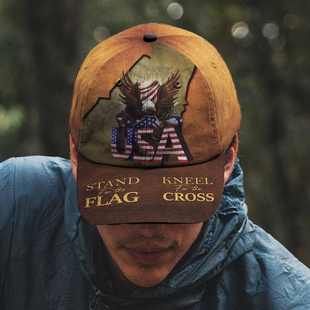 Stand For Flag Kneel For Cross Classic Hat All Over Print Baseball Cap, God Cap, Gift Ideas For Male