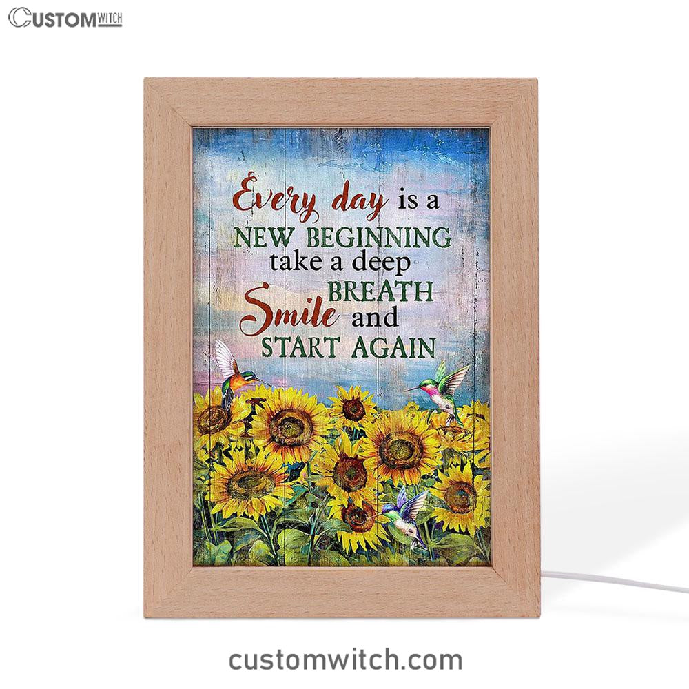 Sunflower Every Day Is A New Beginning Frame Lamp Art - Christian Art - Bible Verse Art - Religious Home Decor