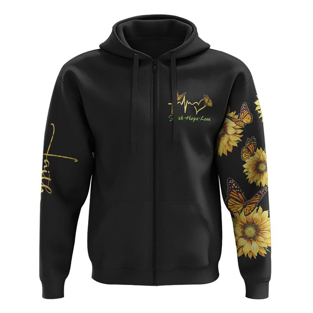 Sunflower Faith Cross Painting All Over Print 3D Hoodie, Christian Hoodie, Christian Sweatshirt, Bible Verse Shirt