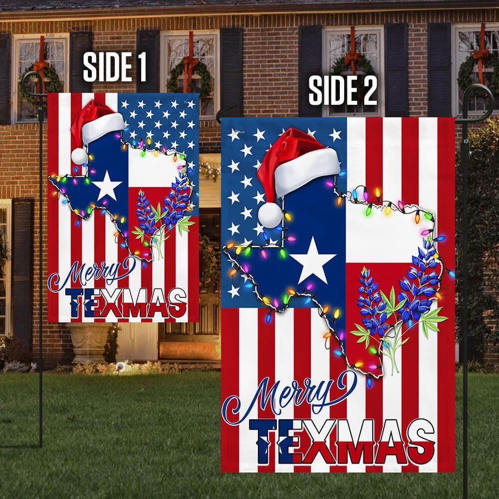 Texas Christmas State Merry Texmas Bluebonnet American Flag, Christmas Garden Flag, Home Decor Accessories, Christmas Outdoor Decor Ideas