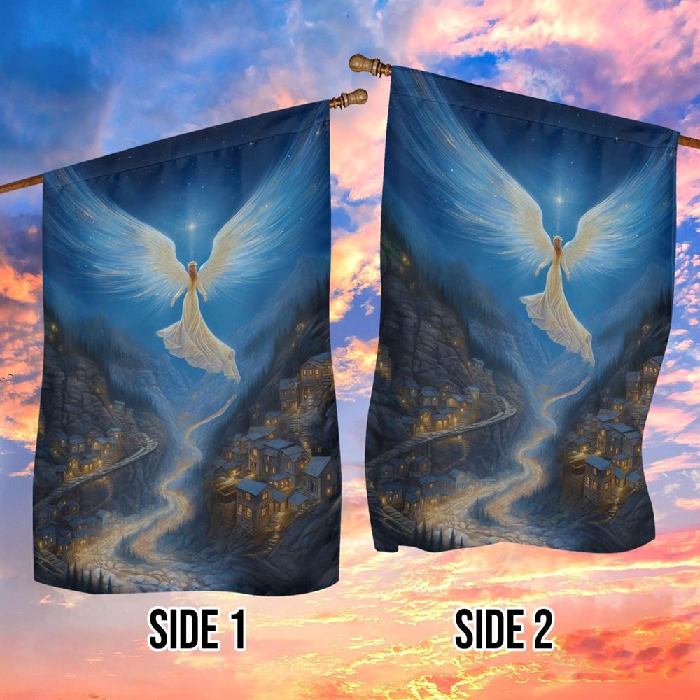The Angel Is Flying Over The Cliff Flag, Christmas Angel Garden Flag, Christmas Outdoor Decor Ideas