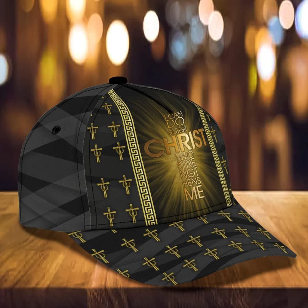 The Cross I Can Do All Things Through Christ Classic All Over Print Baseball Cap, God Cap, Gift Ideas For Male