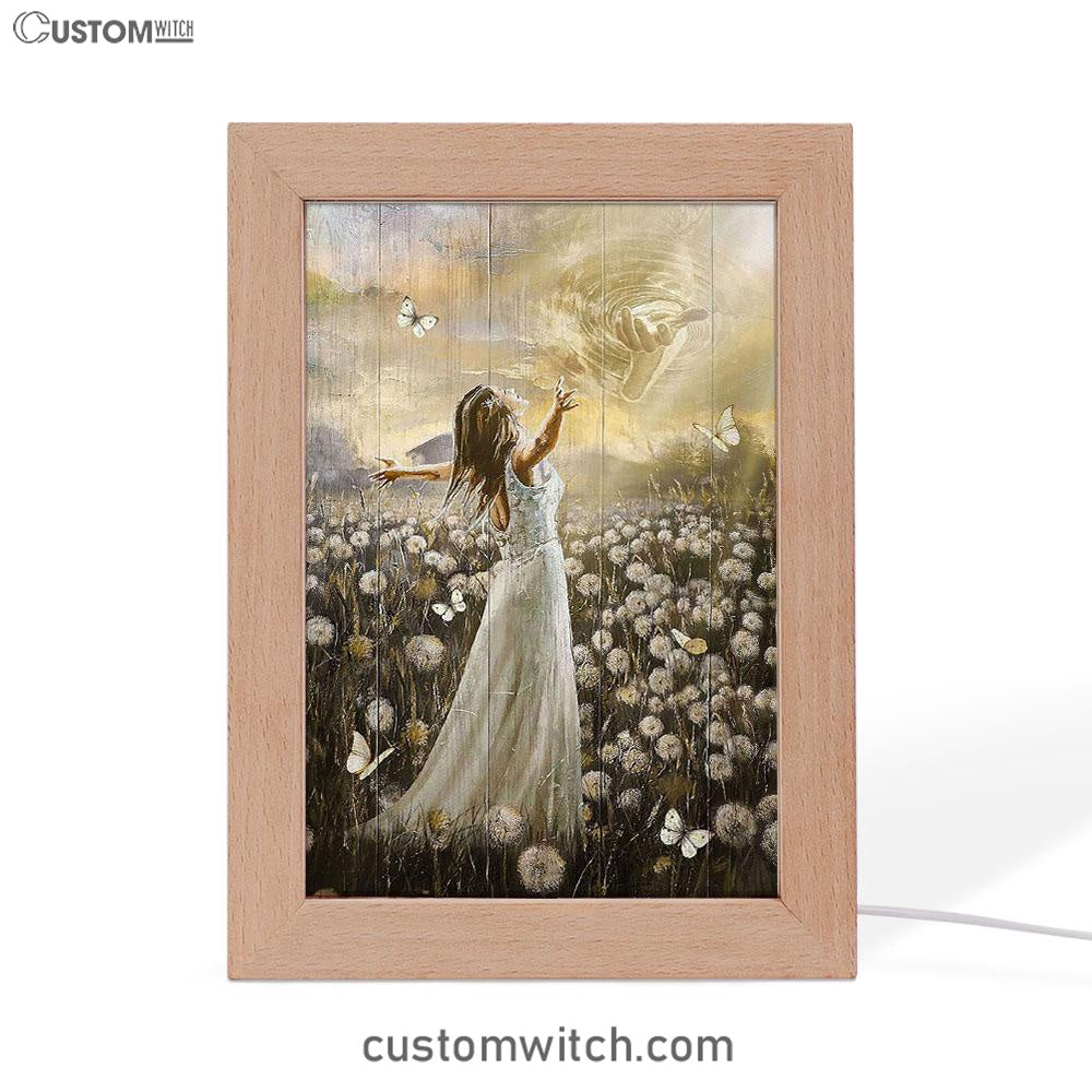 The Hand Of God Beautiful Girl Dandelion Field Frame Lamp Art - Christian Art - Bible Verse Art - Religious Home Decor