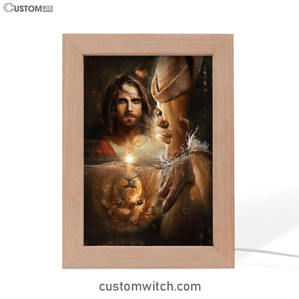 The Hand Of God Frame Lamp - Lion Of Judah Jesus Frame Lamp - Christian Art - Religious Home Decor