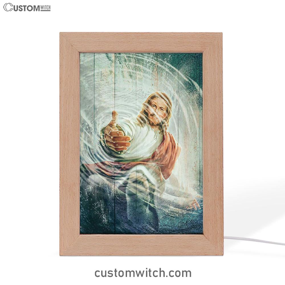 The Hand Of God Frame Lamp - Take His Hand Through The Water Frame Lamp Art - Christian Art - Bible Verse Art - Religious Home Decor