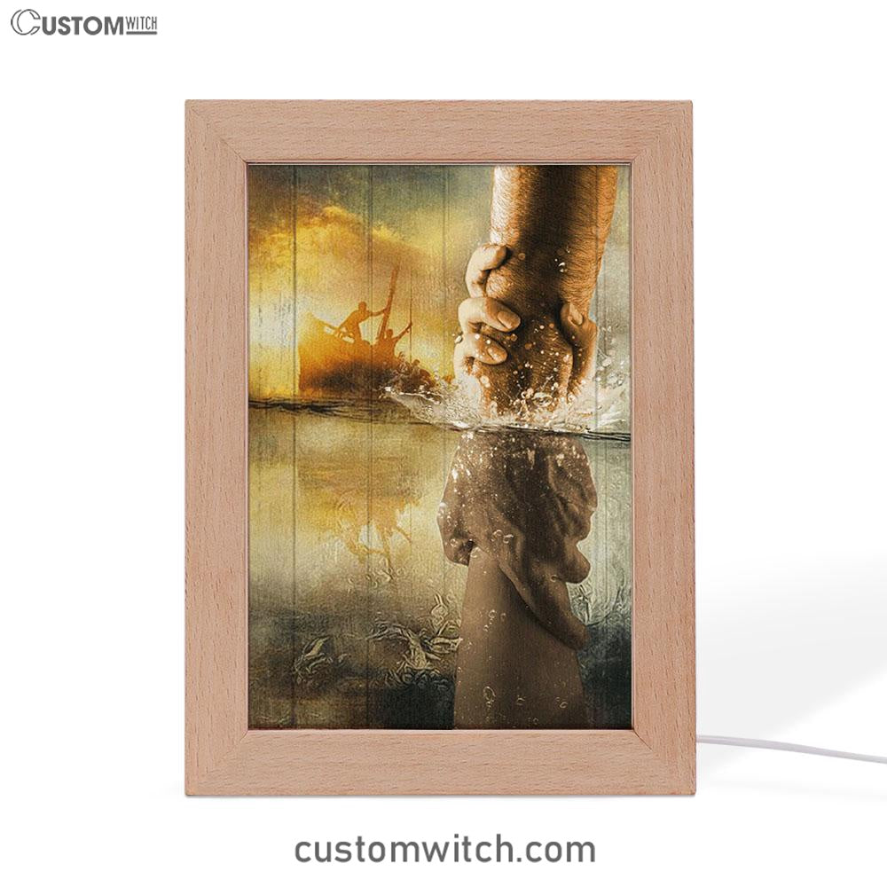 The Hand Of Jesus Ocean Frame Lamp - Jesus Is Our Savior Frame Lamp Prints - Jesus Christ Frame Lamp Art - Christian Decor