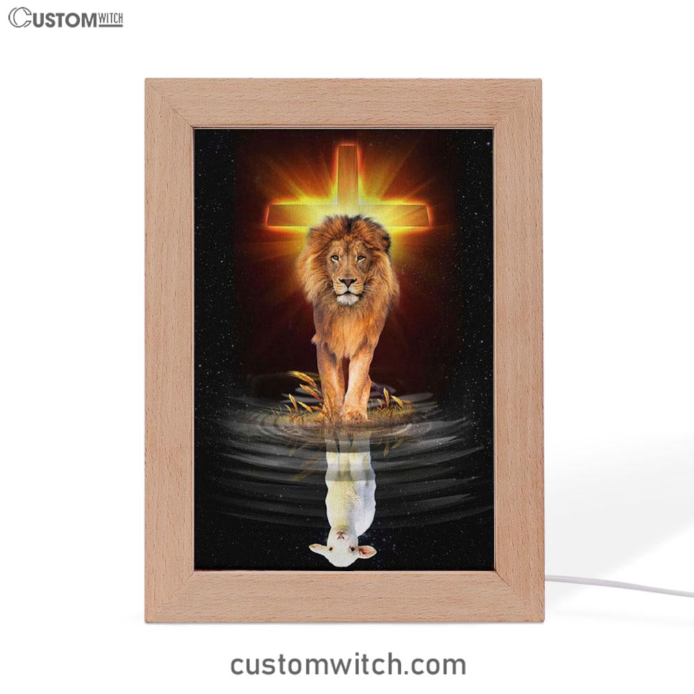 The Lion Of Judah And The Lamb Of God Frame Lamp Prints - Bible Verse Decor - Scripture Art