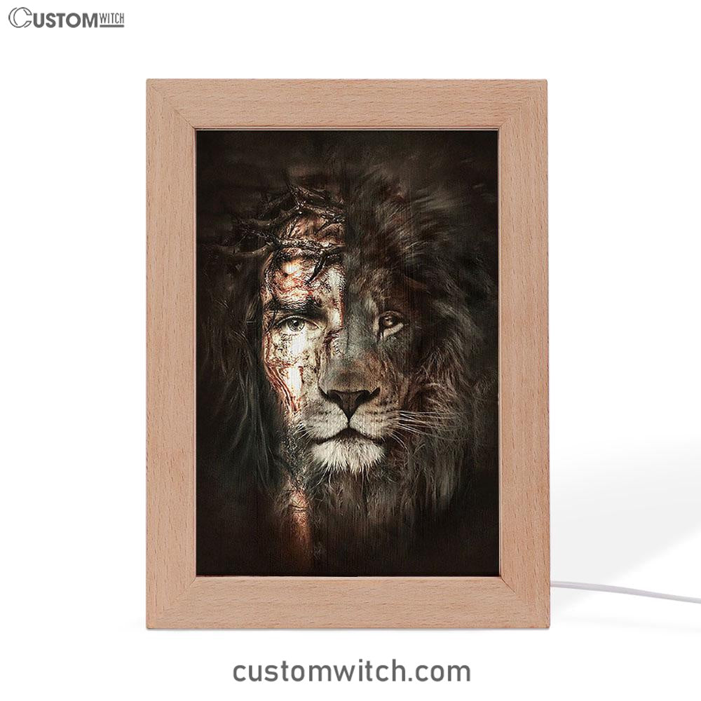 The Lion Of Judah The Perfect Combination Frame Lamp Art - Bible Verse Wooden Lamp - Inspirational Art - Christian Home Decor